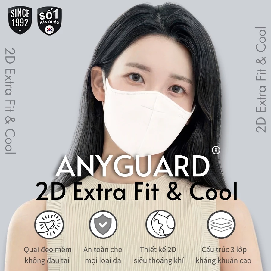 Khẩu Trang Hàn Quốc Anyguard 2D Super Fit & Cool Ngăn Tia UV, An Toàn Cho Da Nhạy Cảm (Hộp 30 Cái) - Ảnh 7